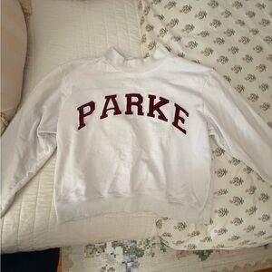 Parke White Mockneck Sweatshirt w/ Maroon Letters - NYC Special Edition - L/XL